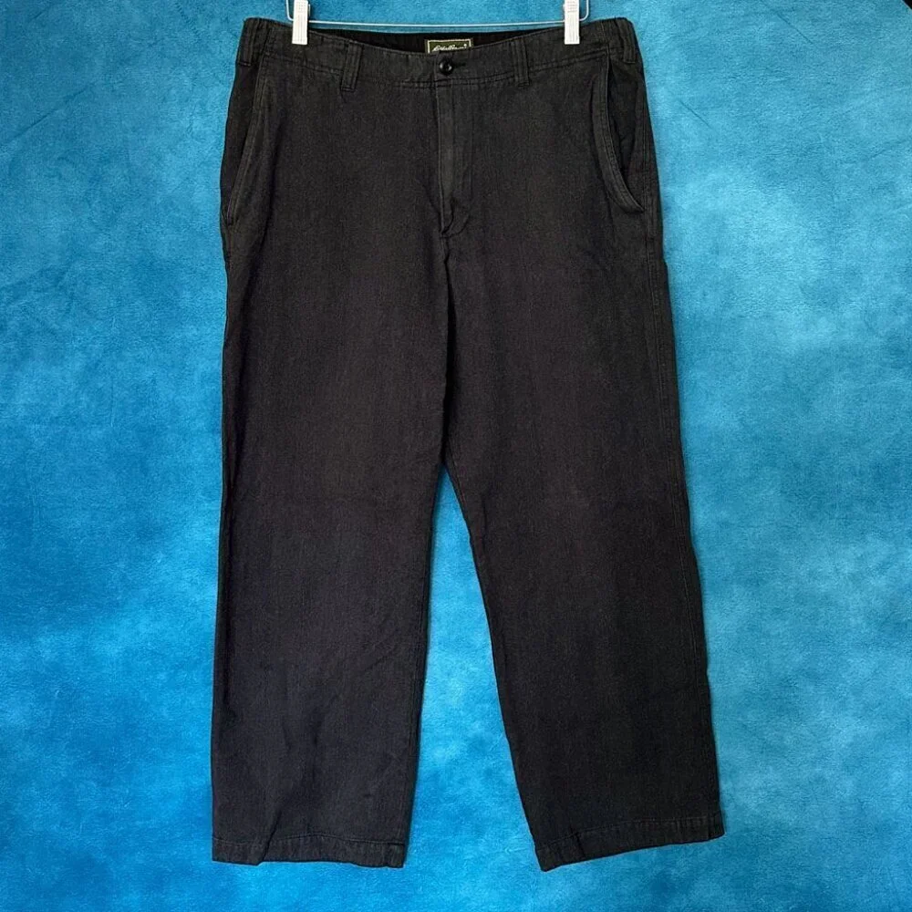 Eddie Bauer Men's Classic Fit Dark-Grey Cotton Pants, 36 x 30